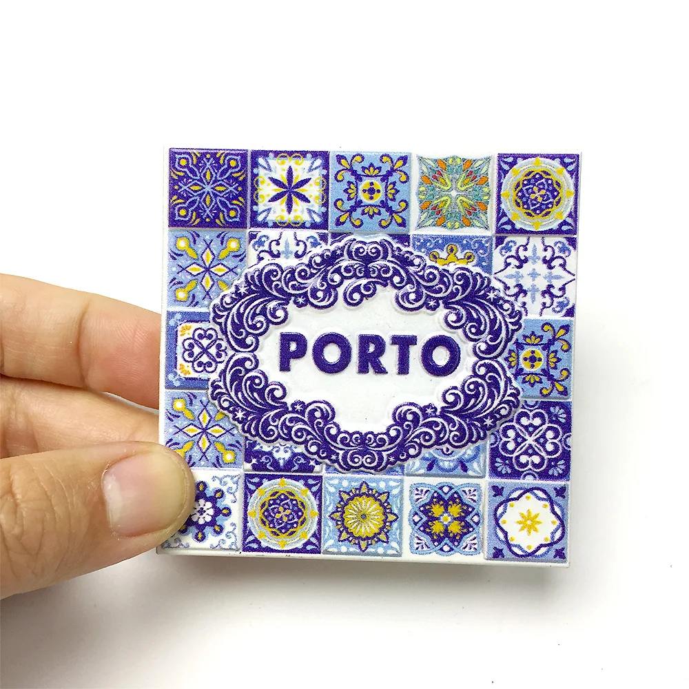 

Resin Porto Tile Magnet - Vibrant Portuguese Ceramic Design - Home Decorative Fridge Magnet - Perfect Gift Idea