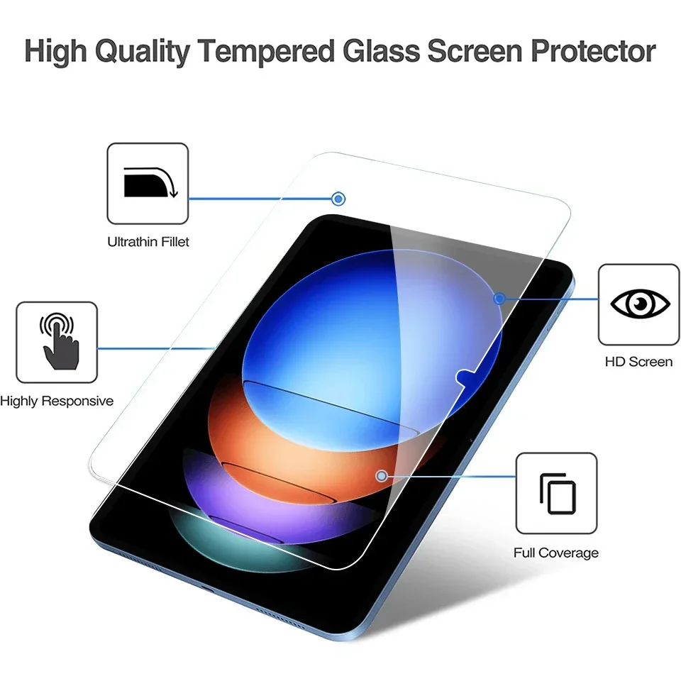 2PCS For Xiaomi Pad 6S Pro 12.4 Inch Tempered Glass Screen Protector 2024 Tablet Bubble Free HD Anti-Scratch Protective Film