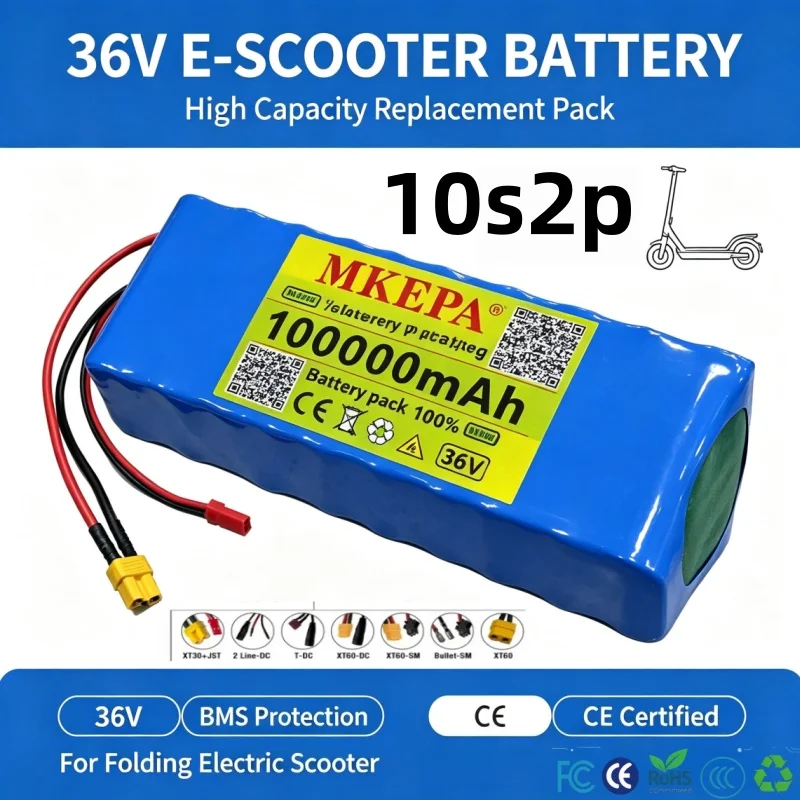 36V 100Ah 10S2P 18650 Lithium Battery Pack Strong Output Large Capacity Long‑Lasting Life Rechargeable Power Battery