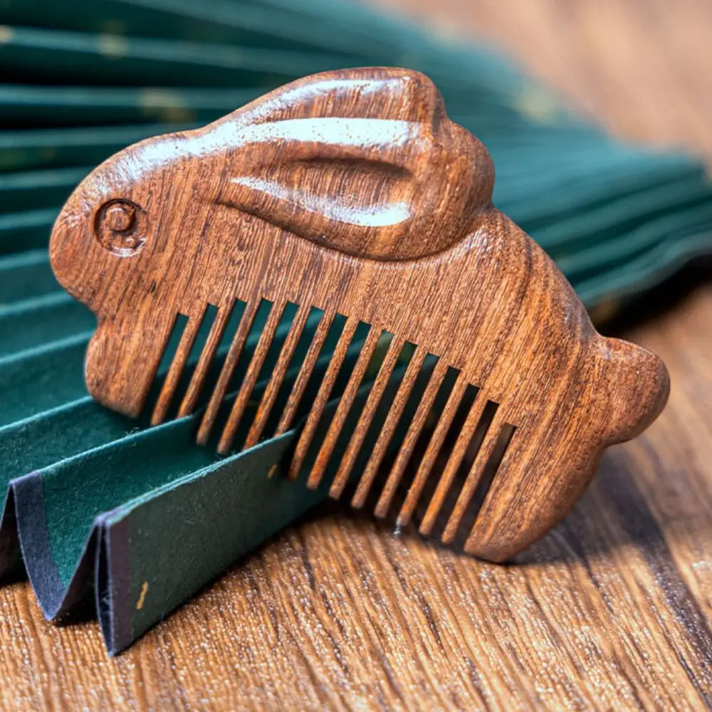 

Fashion Rabbit Sandalwood Comb Scalp Nose Massage Wood Comb Head Blood Circulation Anti Static Mini Comb Brush Women