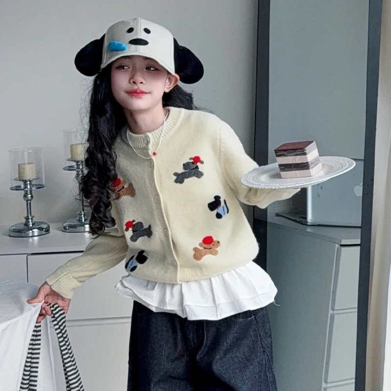 Girls Clothes Sets Size 4-14Y Cardigan Top+Pants Bottom Clothing Suit Kid Autumn Clothing Sets Toddle Girl Cartoon Y2K Fashion