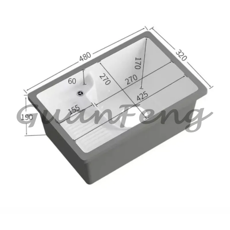 Ceramic basin with rubbing board sink rectangular balcony under the counter basin laundry pool
