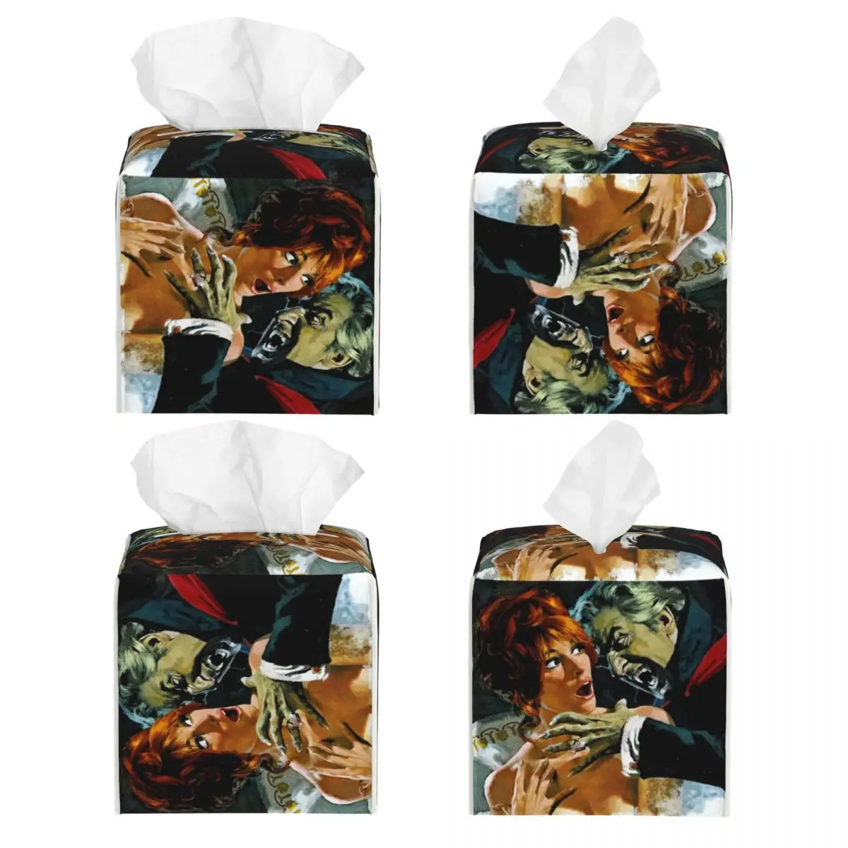 Custom The Fearless Vampire Killers Tissue Box Cover Square PU Leather Halloween Horror Movie Facial Tissues Holder for Office