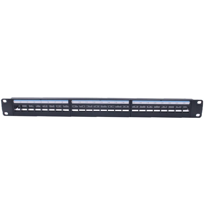 1U Cabinet Pass-Through 24 Port CAT6 Patch Panel RJ45 Connector Network Cable Adapter Keystone Jack