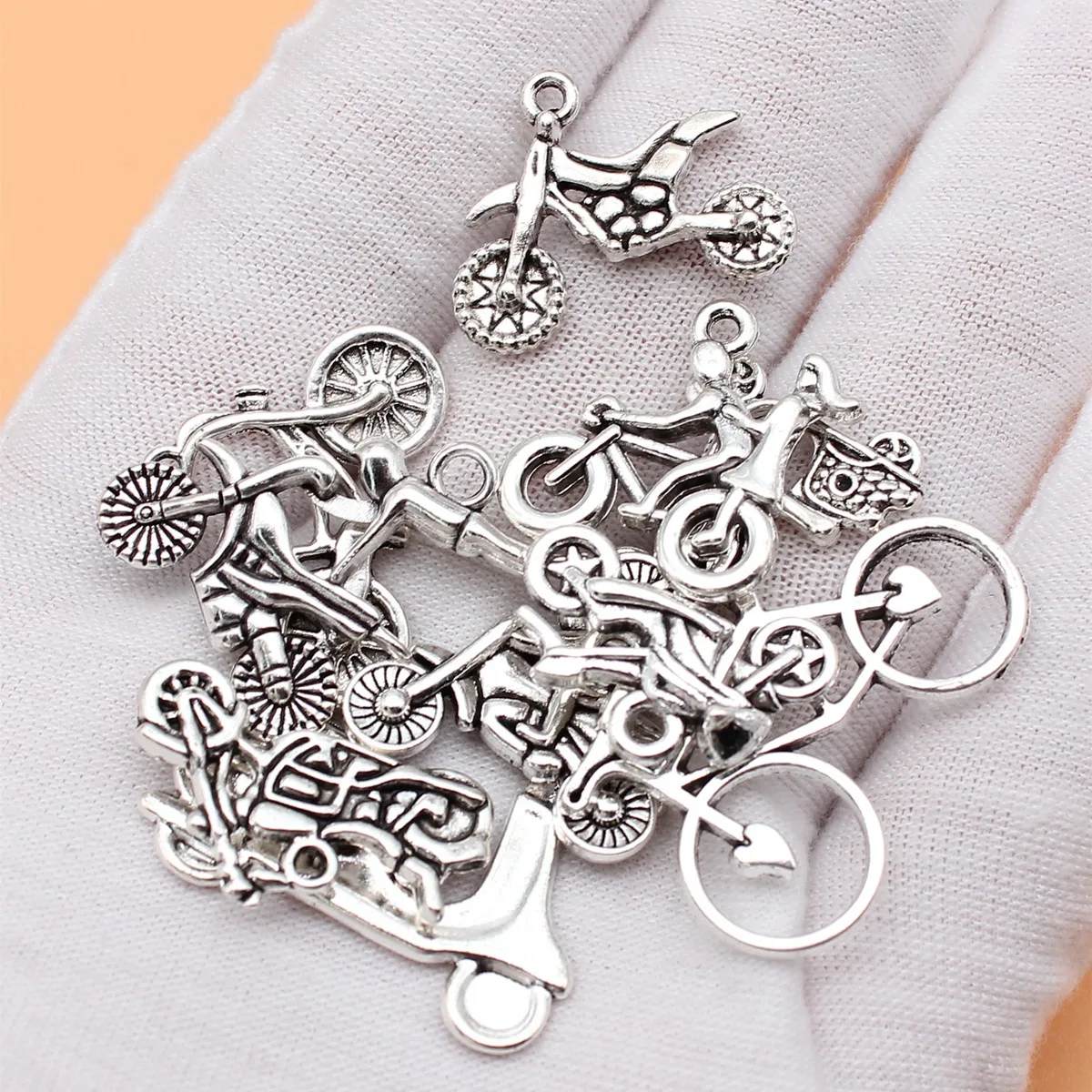 11pcs Antique Silver Color Motorcycle Bicycle Electric Bicycle Charms Collection For DIY Jewelry Making, 11 Styles, 1 of Each