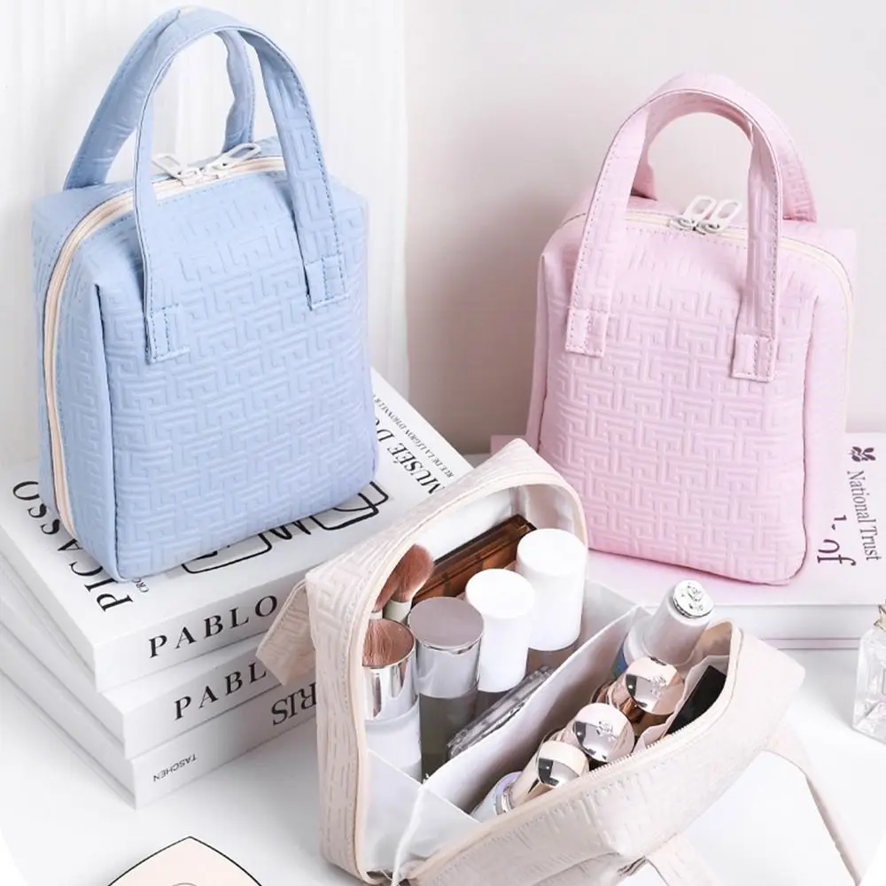 New Multi-function PU Leather Cosmetic Bag Large Capacity with Handle Storage Bags Waterproof Makeup Organizers Travel