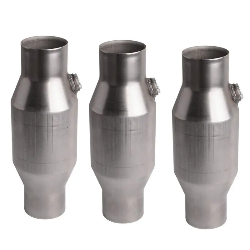 AB56-3Pcs 2.5Inch Spun Universal Catalytic Converter High Flow Stainless Steel 425250 Exhaust Catalytic Converter