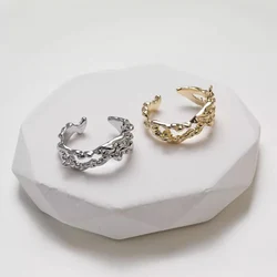 4PCS 14K Gold Plated Lava Shape Open Ring Jewelry Making Supplies Brass DIY Material Accessories
