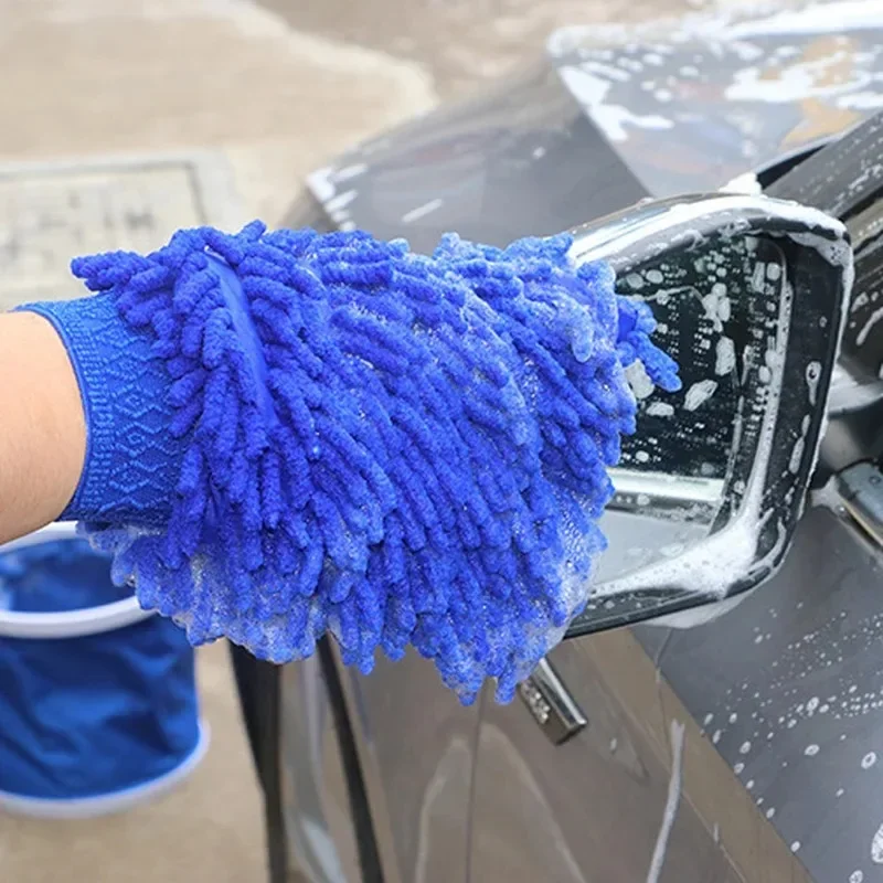 Double-sided Car Care Cleaning Gloves Chenille Towel Mitt Microfiber Car Washing Tools Gloves Detailing Brushes Soft Rags Cloth