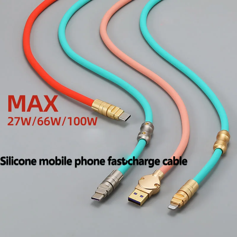 

Android Silicone Data Cable Fast Charging Flash Charging Type-C Suitable For Apple Huawei Vivo Xiaomi Oppo Mobile Phone Charging