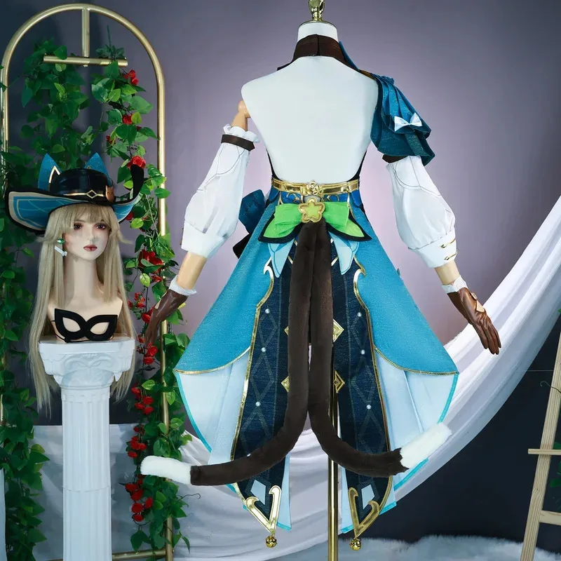 CyGenshin Impact Kirara Kostum Cosplay Wig Phantom Boots Seragam Topi Ekor Legging Inazuma Pakaian Pesta Halloween untuk Wanita Fashi