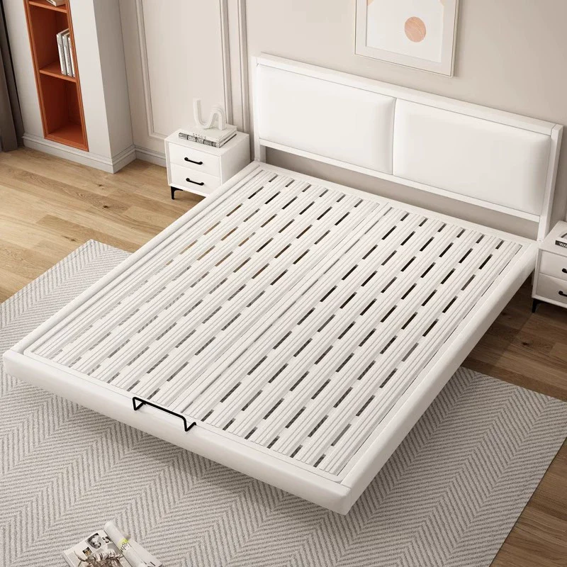 Modern Italian Bed Room Furniture Leather High Head Soft Bes Frame Fabric Full Size Bed
