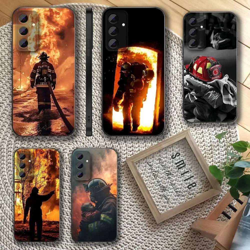 

Firefighter Fireman Phone Case For Samsung S 25,24,23,22,30,21,10,9,Ultra,Plus,Lite,FE,4,5 G Soft Black Case
