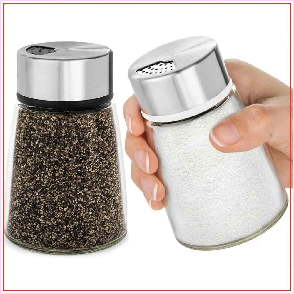 Adjustable Salt and Pepper Shakers Set - Stainless Steel Spice Dispensers for Kitchen & Dining