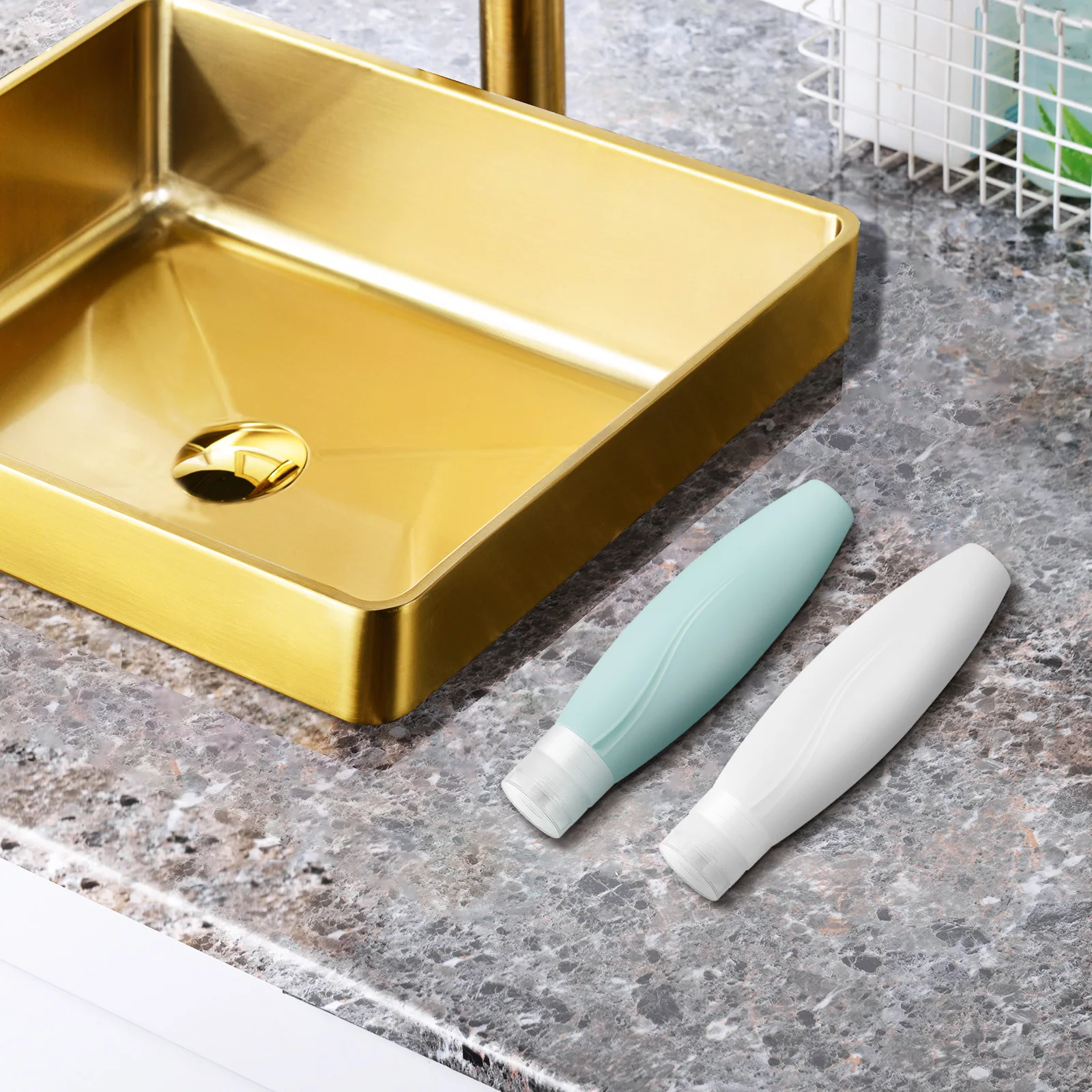 

2Pcs Travel Silicone Bottles Empty Refillable Travel Size Squeeze Dispensing Containers for Shampoo Lotion Body Wash