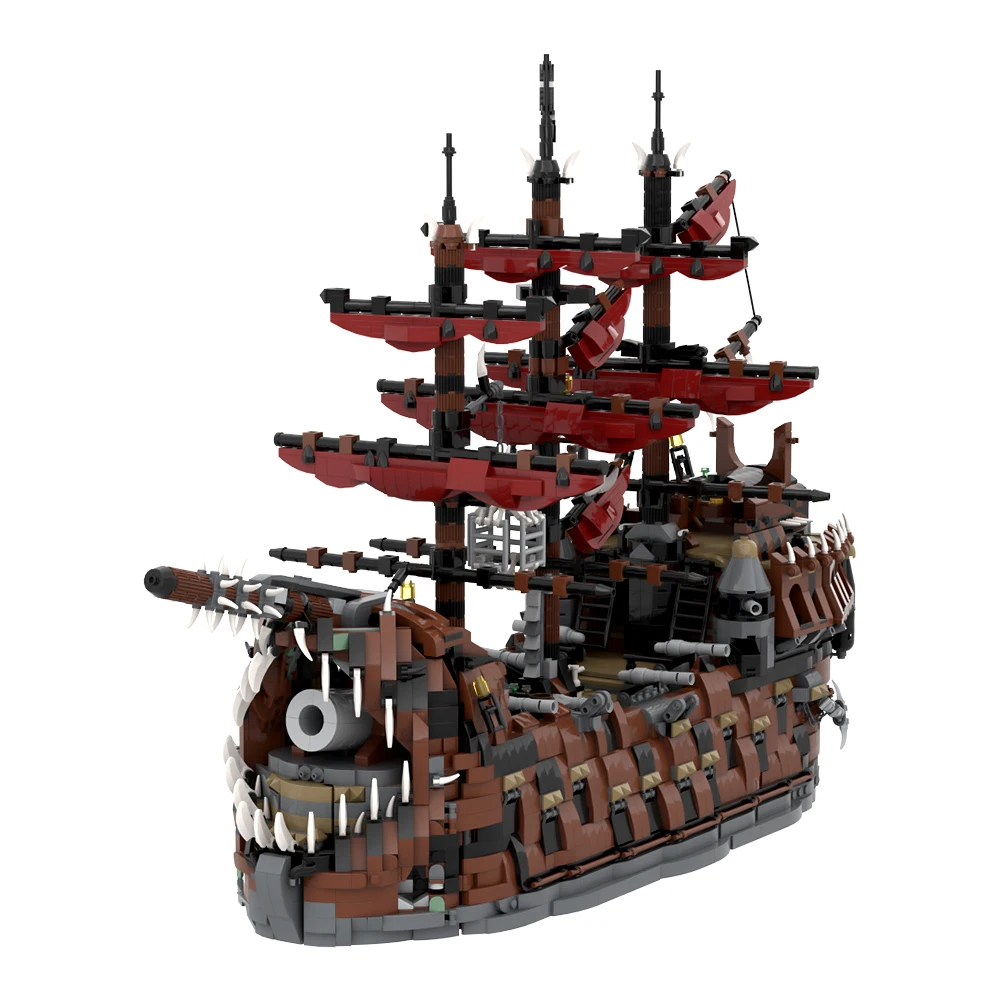 Gobricks MOC The Ruined King Building BlocksThe Black Pearl Flying Dutchman Mascot Bricks Model Set Toys For Gift