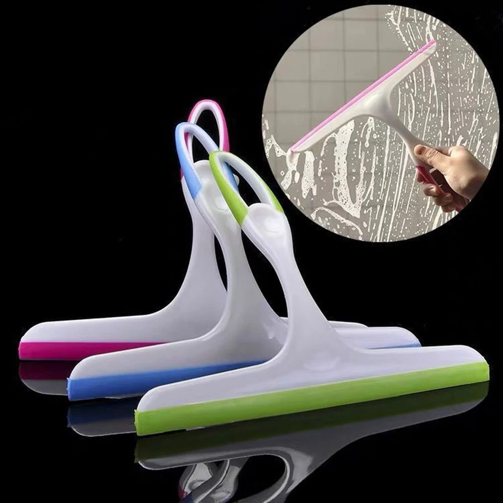 Household Cleaning Bathroom Mirror Cleaner With Silicone Blade Holder Hook Car Glass Shower Squeegee Window Glass Wiper Scraper