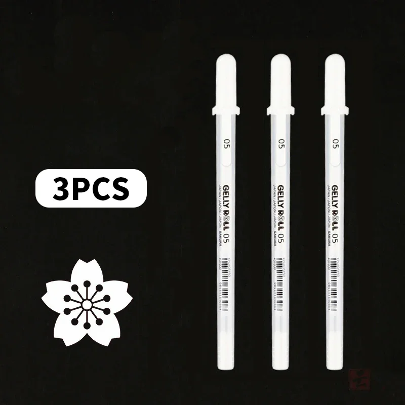 1/3PCS Sakura White Neutral Pen White 0.3mm 0.4mm 0.5mm Highlighter Market Pen Black cardboard Art Drawing pen White Line pen