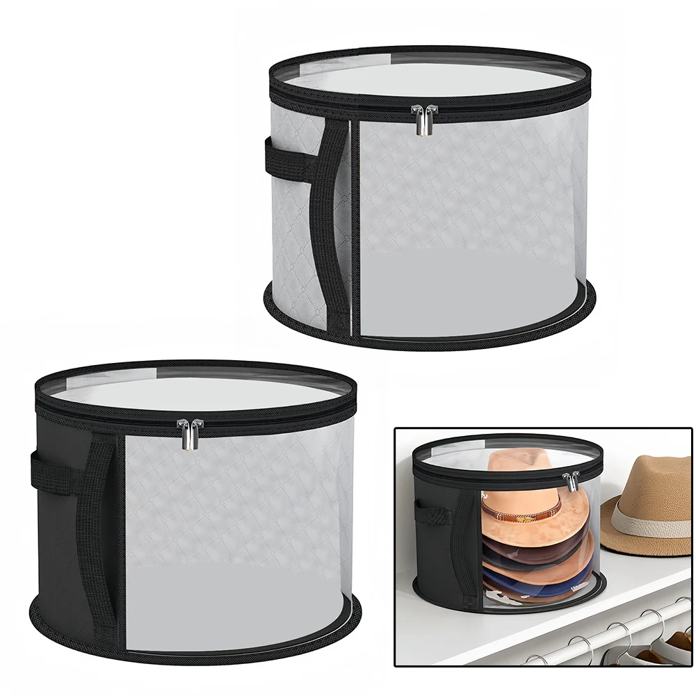 Round-Shape Hat Storage Bucket With Reinforced Base Hat Box Organizer Wear-Resistant Hat Organizer Hat Storage Organizer