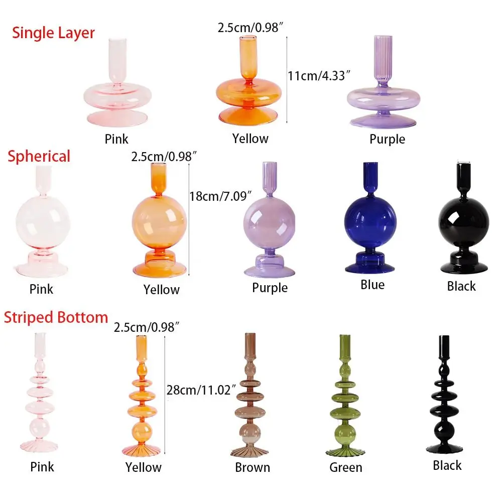 Floriddle Taper Candle Holders Glass Candlesticks for Home Wedding Table Decoration Glass Vase Table Bookshelf Candles Stand