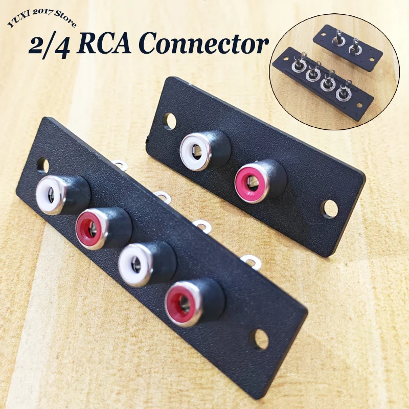 2/4 Way Panel Mount RCA Connector Copper Core Port Female Audio/Video Jack Socket For Speaker/Amplifier AV Audio Adapter