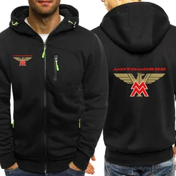 2024 Spring Autumn Men's Moto Morini Logo Printing Casual Zipper Solid Color Cardigan Comfortable Long Sleeve Hooded Sweatshirts