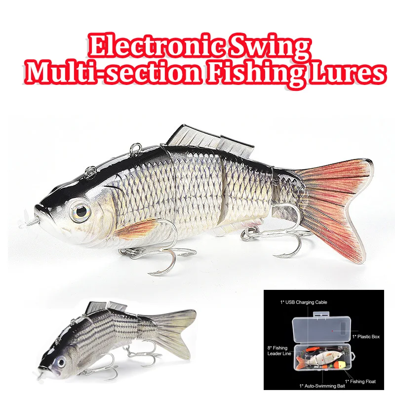 

Auto Electric Multi-section Fish Simulation Bait Rechargeable Electronic LED Light-emitting Vibrating Propeller Motor Lure Set