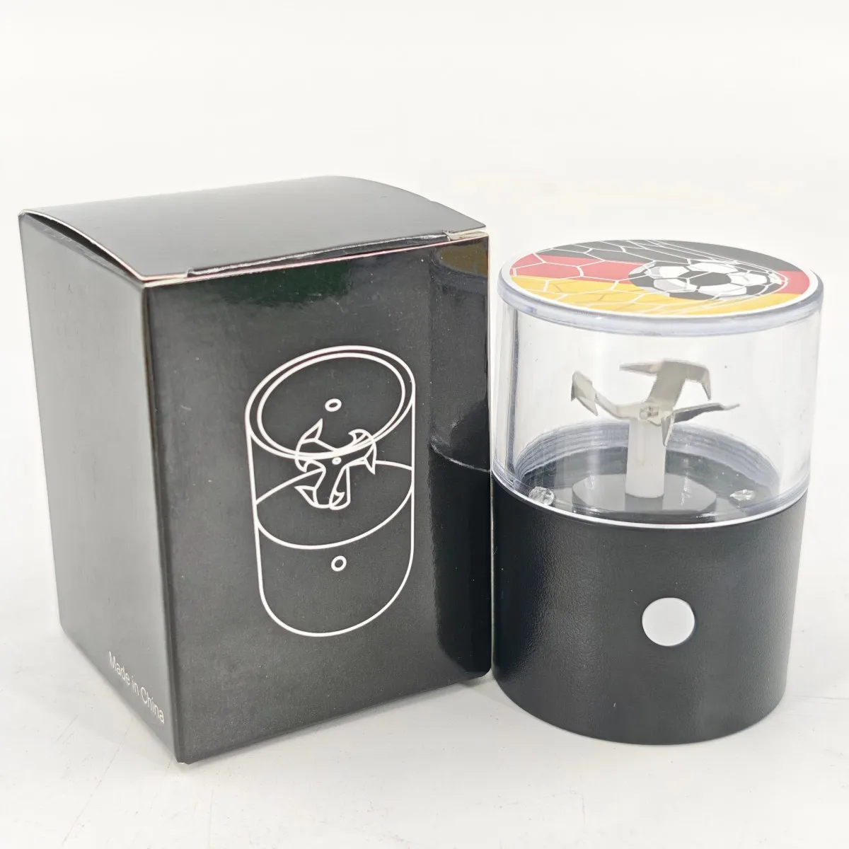 New USB Charging Electric Herb Grinder Portable Mini Tobacco Crusher with Football Style Stickers Cigarette Accessory