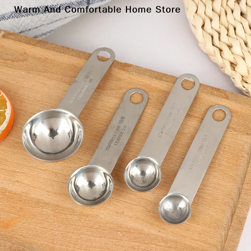 【SE】1/4Pcs Stainless Steel Measuring Spoon Cup With Scale Measuring Ruler Egg Beater Spoon Baking Measuring Tool Kitchen Gadgets