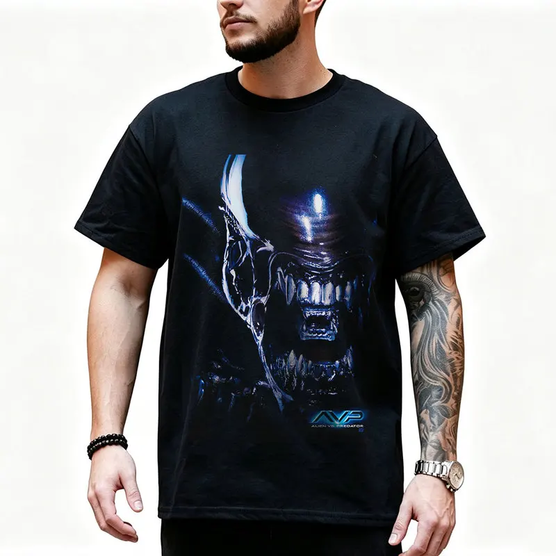 Alien vs Predator Graphic T‑Shirt Men Sci‑Fi Horror Movie Print Tees Unisex Casual Streetwear Short Sleeve Cotton Tops S-6XL