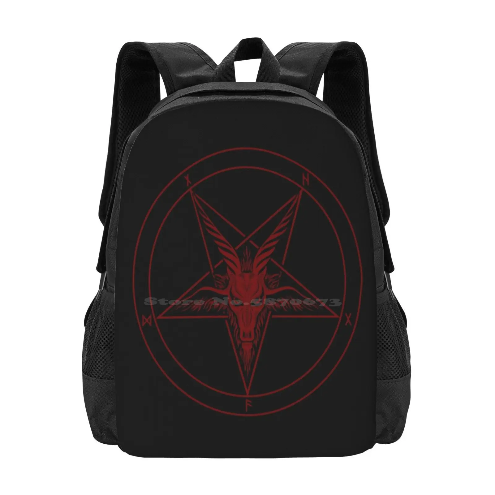 Baphomet Goat Pattern Design Laptop Travel School Bags Baphomet Devil Occult 666 Goat Satanist Pentagram Pagan Hail Satan Neon