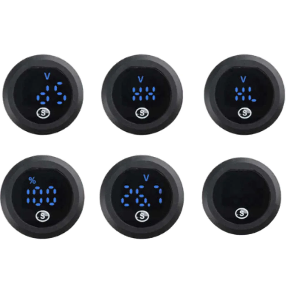 Car Mini Round Voltmeter DC12-60V 2-Wire High Precision Circular Digital Voltage Power Indicator Monitor Voltage Tester for Boat