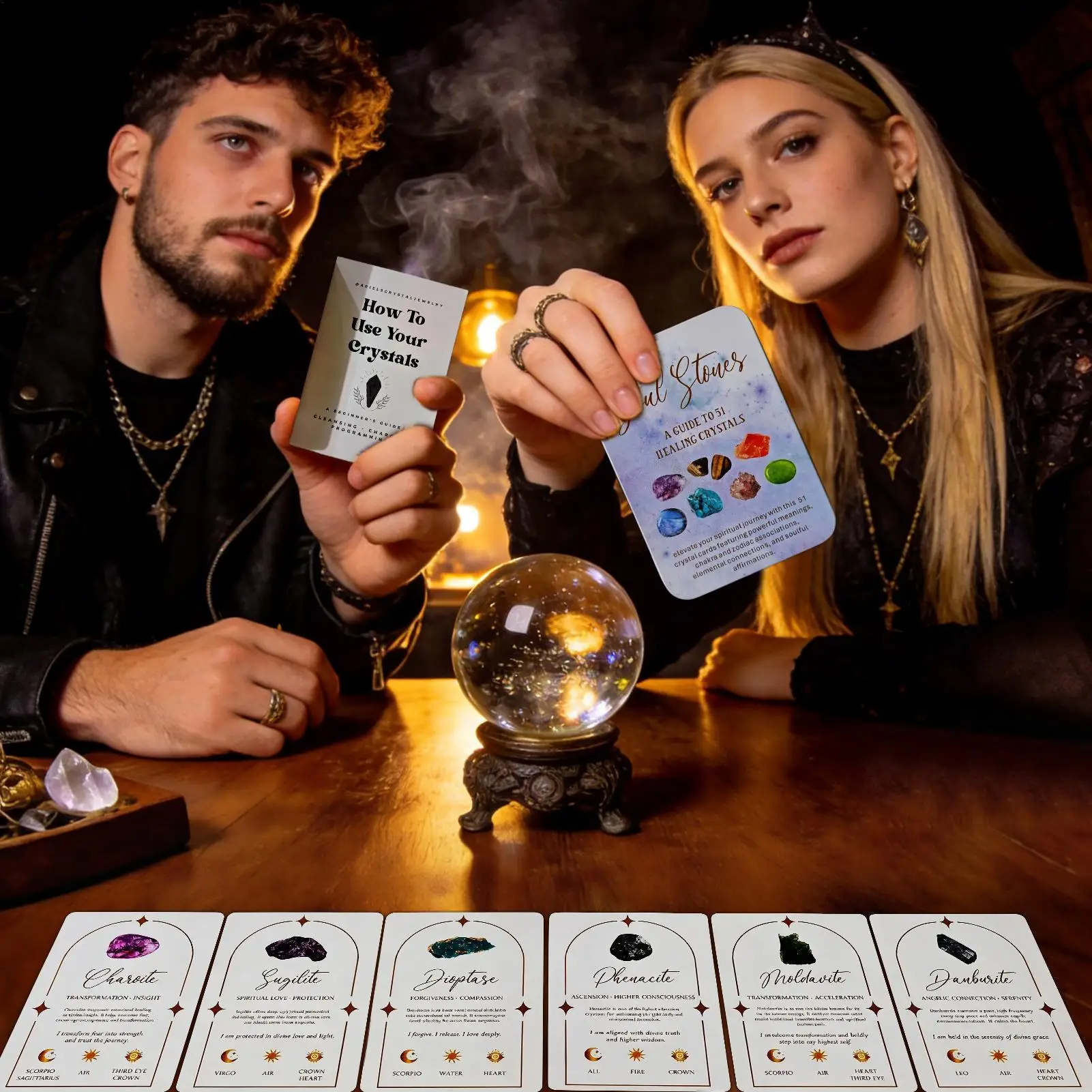 Beginner Tarot Deck 51 Pieces English Fortune Telling Crystal Tarot Oracle Cards For Beginner Expert Spiritual Divination Game