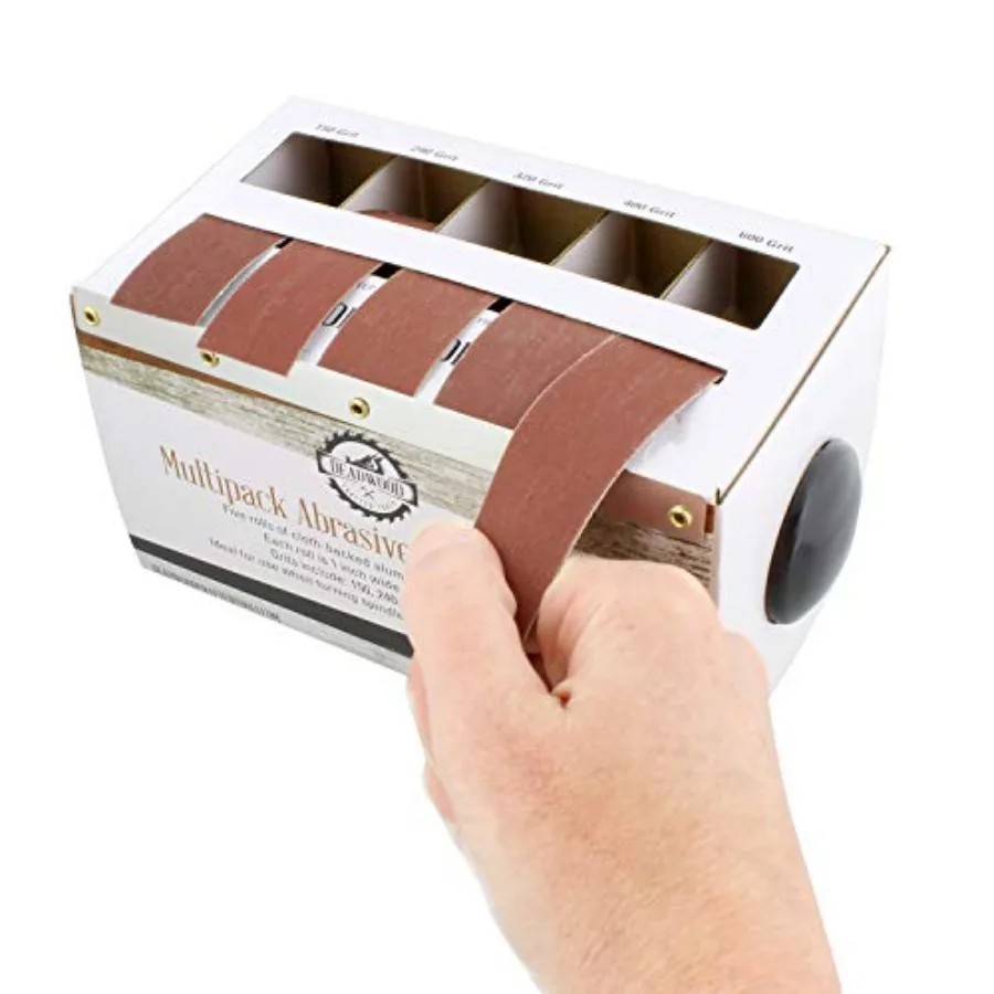 DCT Abrasive Paper 5pc Sand Paper Variety Pack with Dispenser 150, 240, 320, 400, 600 Grit Aluminum Oxide Sandpaper