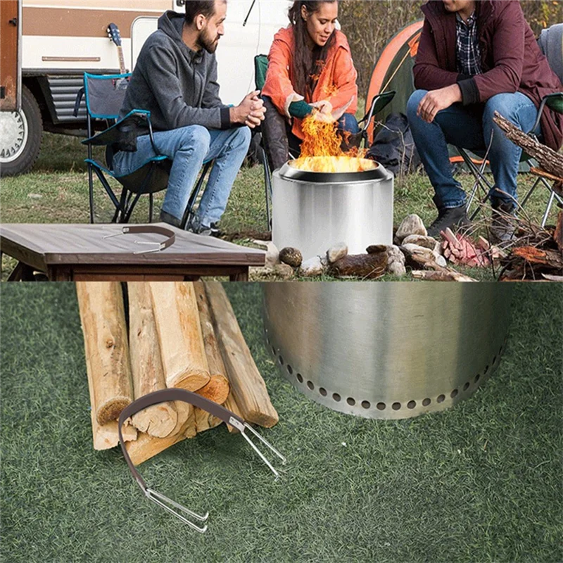 ABVA-Leather Fire Kang ハンドル ステンレススチールフック付き Fire Kang 移動ツール ソロストーブシリーズ Fire Kang に適しています