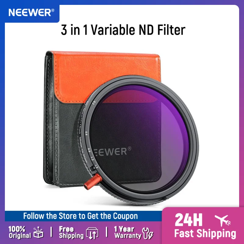 NEEWER 67mm 3 in 1 Variable ND Filter + CPL ND2-32 (1-5 Stop) Camera Lens HD Optical Glass Effect Filter