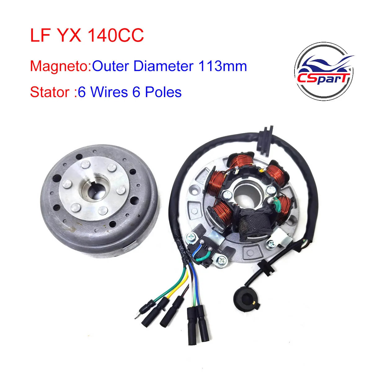 Magneto Flywheel Stator Kit 6 Pole Coil 6 Wire Lifan 1P55FMJ  140CC Xmotos Kaya Apollo 140CC Dirt Pit Bike Parts