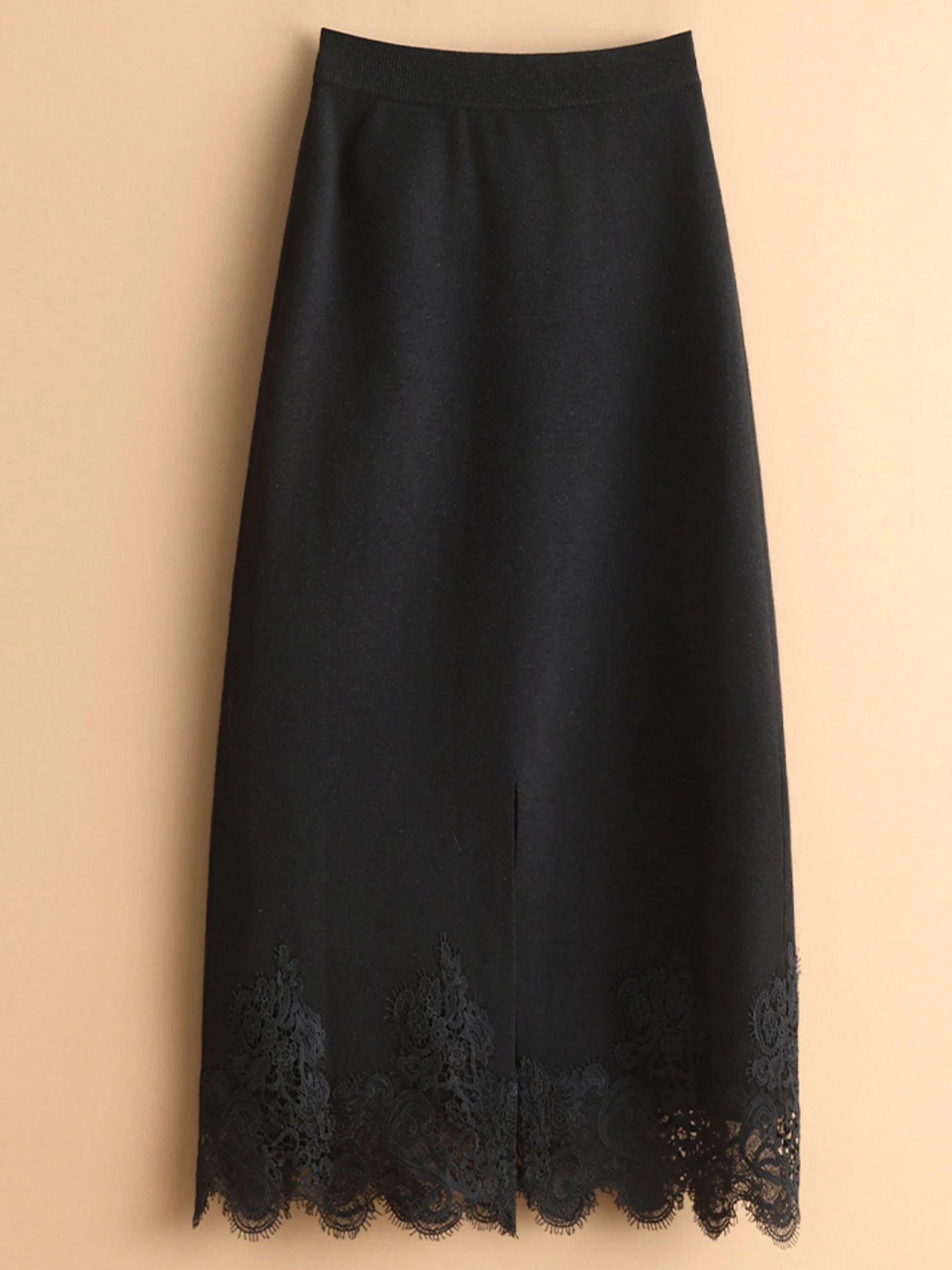 محبوك الدانتيل المرقعة عارضة تخفيف عالية الخصر مستقيم قطع تنورة Ele خفيفة الوزن قسط Sle للشابات