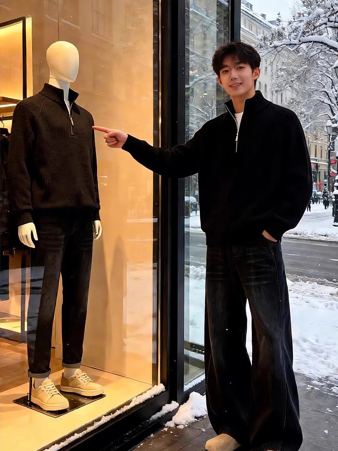 

Мужской вязаный свитер Cleanfit с молнией, зимний, утепленный, с воротником-стойкой, американского стиля, удобный, длинный