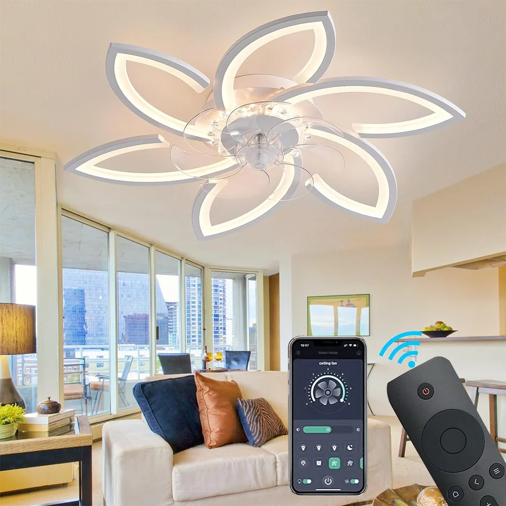 Ceiling Fan LED With Light Remote Control Dimmable 36W Base Modern Smart Wireless Fans Lighting For Bedroom and Living Room