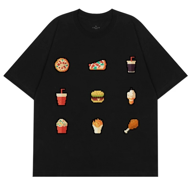 

Лето 2029, новая американская ретро-футболка с принтом пикселей, хлопковая свободная и модная уличная одежда с короткими рукавами для мужчин и женщин