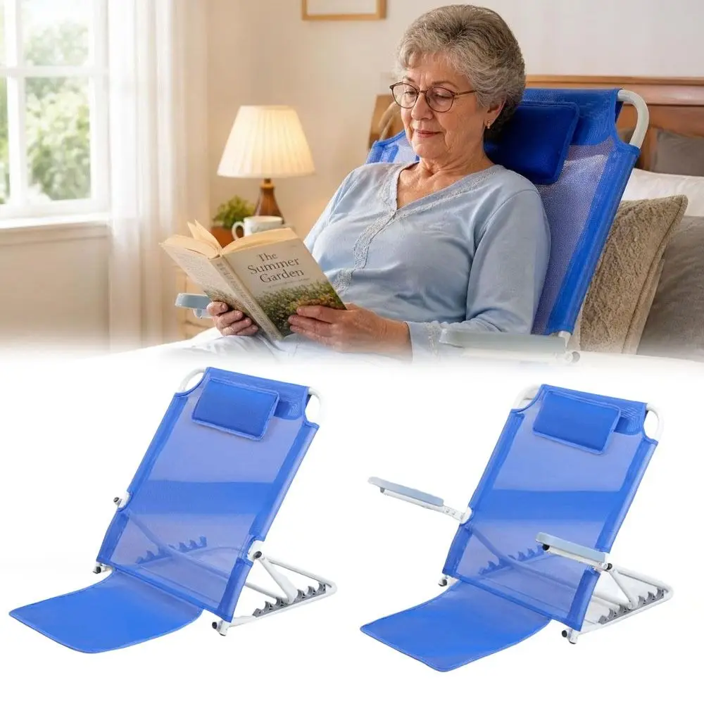 Adjustable Bed Backrest Breathable Non Slip Backrest Support Stainless Steel Foldable Elderly Backrest Chair Sitting Assistance