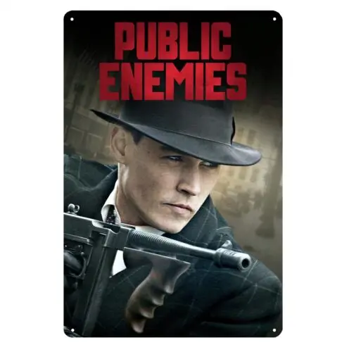 v1, Металлический плакат из фильма «Public Enemies Джонни Депп», жестяная вывеска - пластина 20x30 см, алюминий