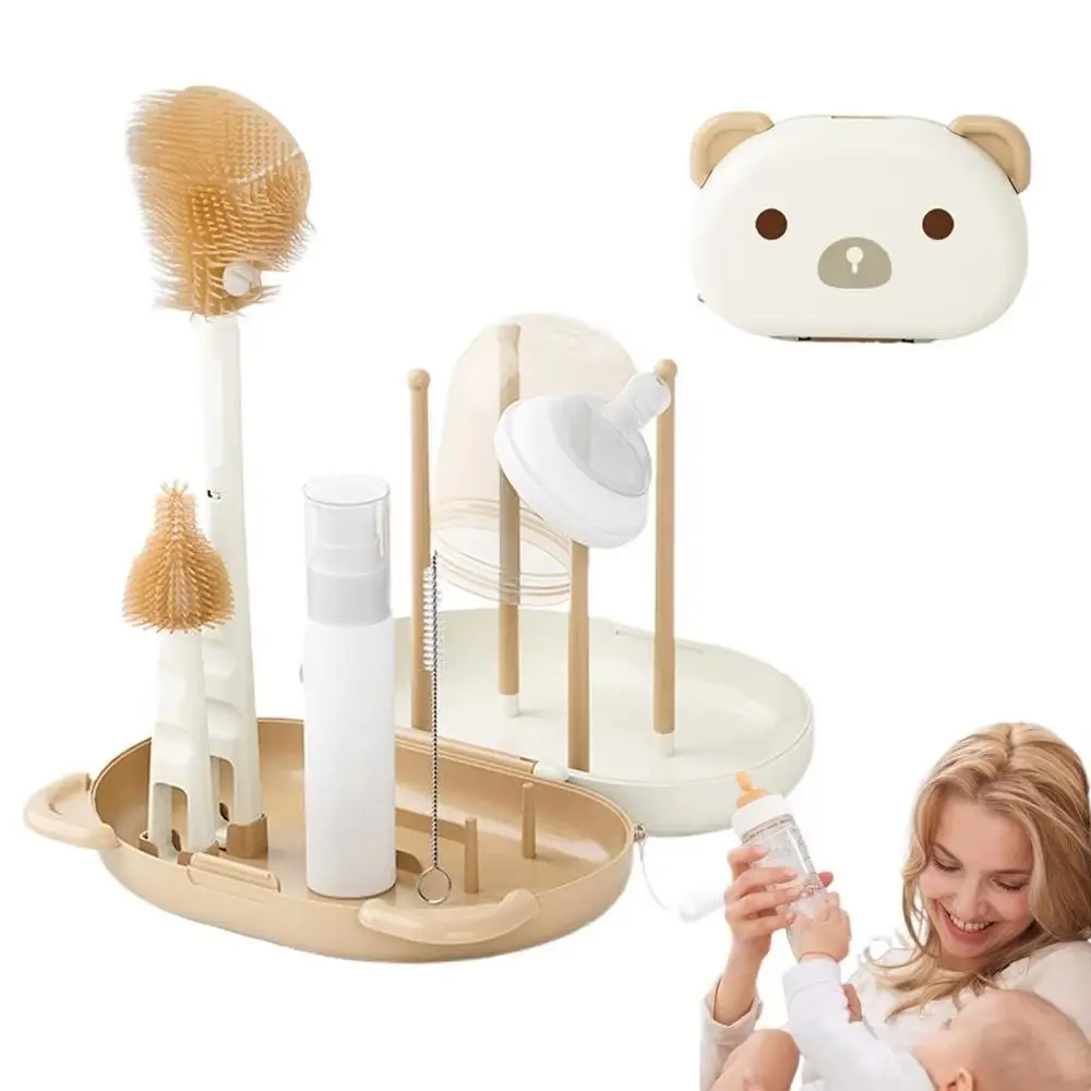 

Portable Bottle Cleaning Brush Set Compact Nylon Sponge Nipple Straw Cleaner Kit Long Handled BPA-Free Bottle Brush Set