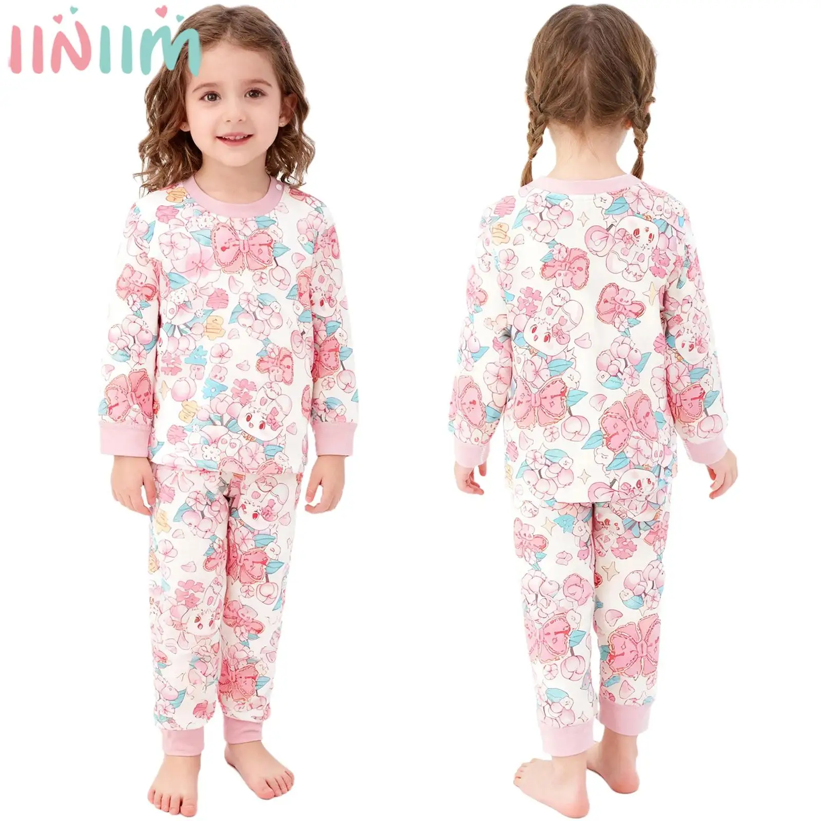 

Toddler Baby Boys Girls Cute Printed Pajama Set Cotton Thermal Underwear Winter Homewear Sleepwear Long Sleeve Top with Pants