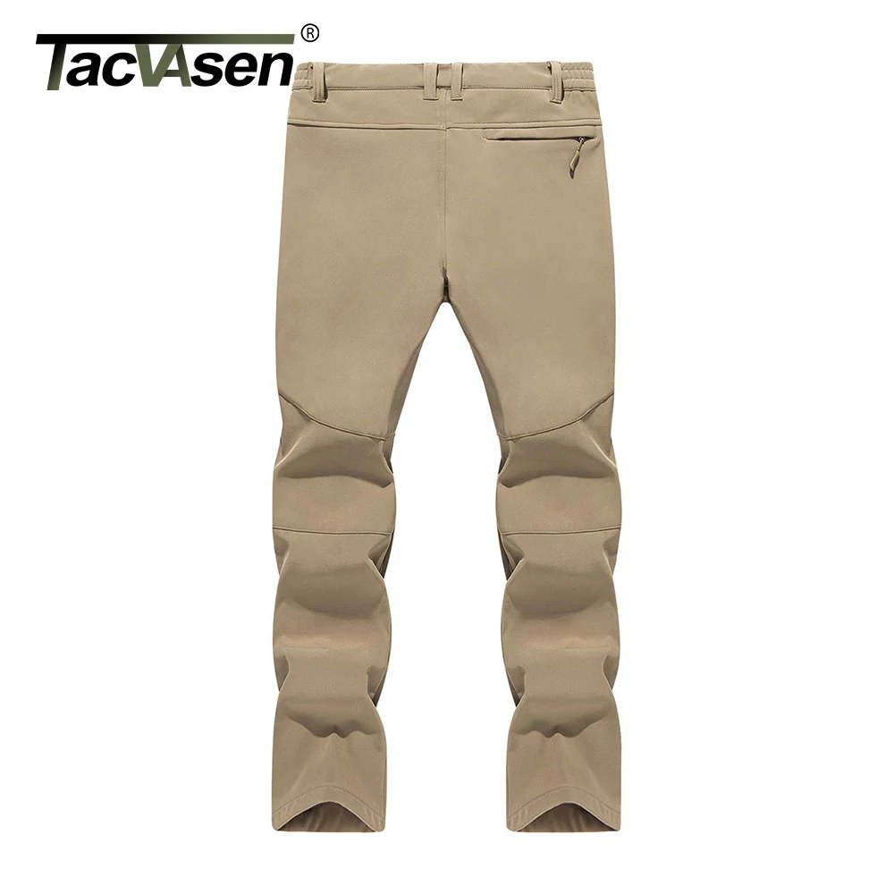 TACVASEN Men\'s Fleece Lined Work Cargo Pants Multiple Zipper Pockets Waterproof Soft-shell Thermal Winter Hiking Snow Ski Pants