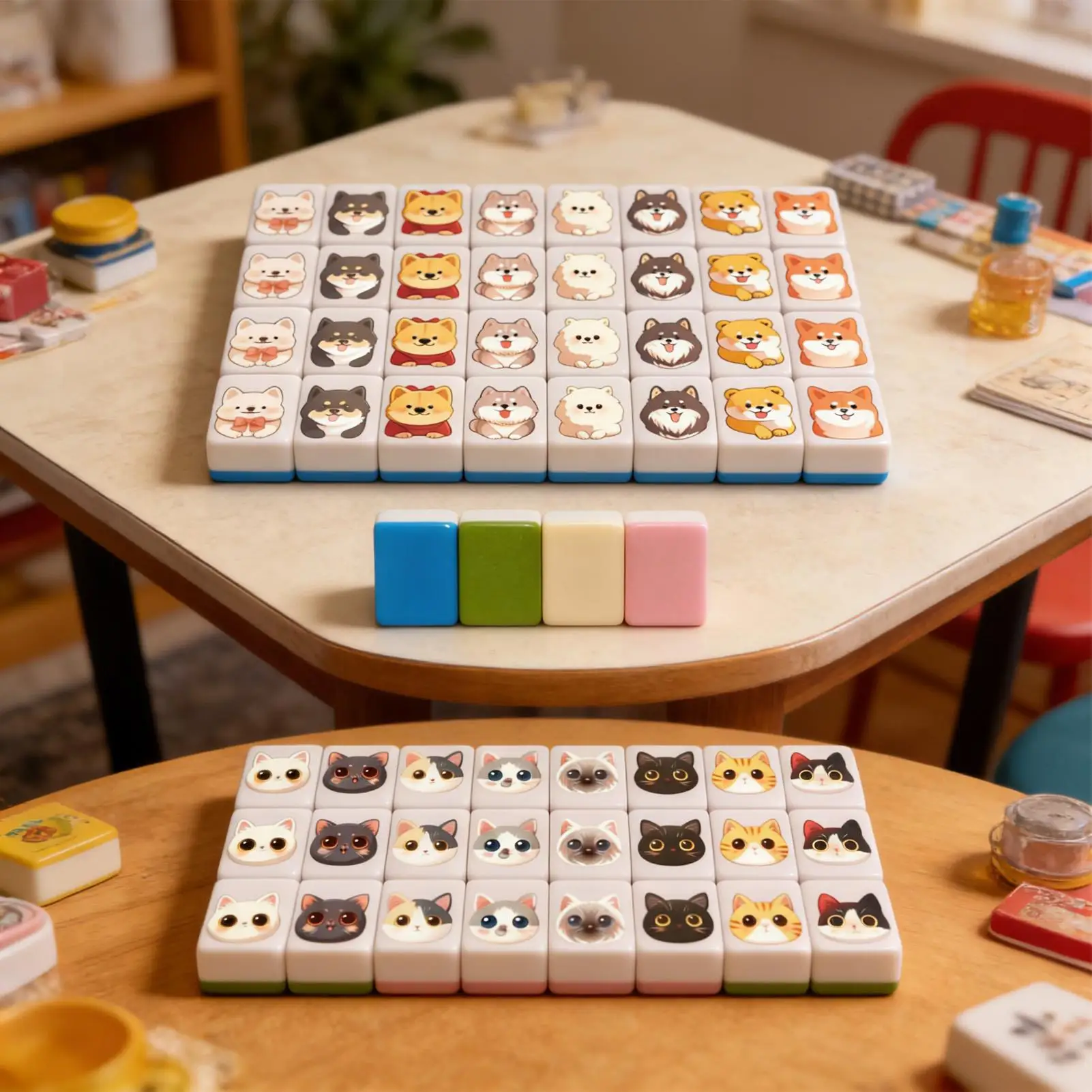 65Pcs mini Mahjong Board Games Set Tile Interactive Mah Jongg Toy Mahjong Multi-style Pattern  Battle Chee Chess Toys for Adult