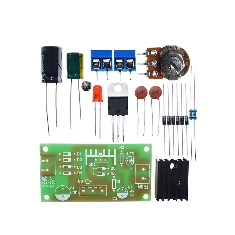 LM317 Adjustable DC Power Supply DIY Kit Continuous Voltage Regulator Module Electronic Soldering Training  Experimental Parts