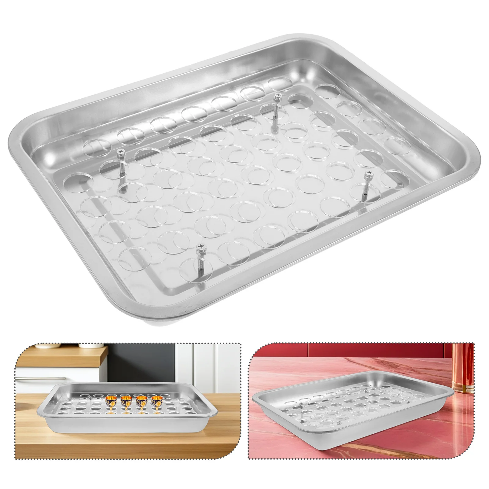 

Stainless Steel Communion Tray Cup Holder Elegant Design Easy Cleaning Church Religious Ceremonies Supplies Church Wine Cup Tray