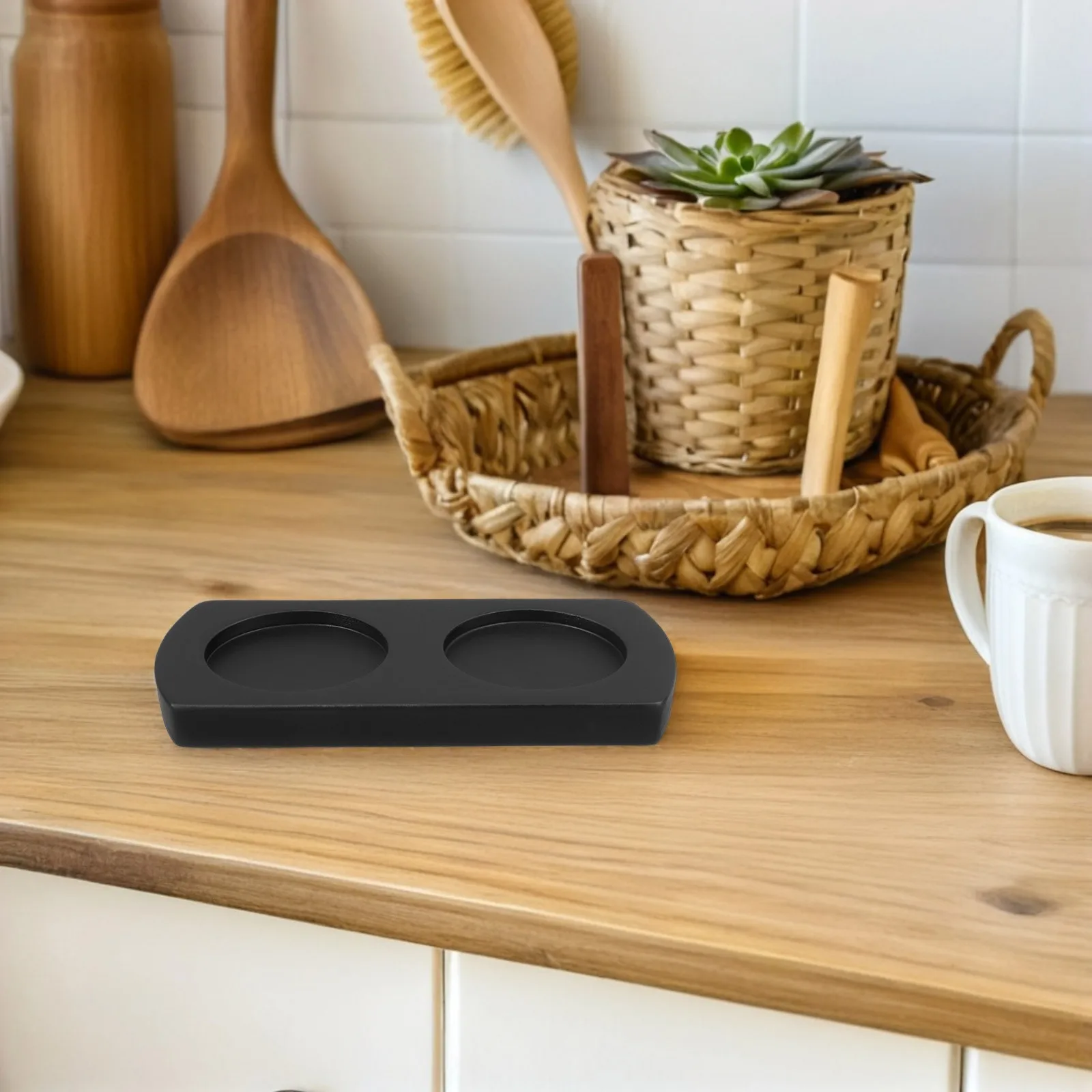

Wooden Salt Pepper Grinder Base Stable Support Non Slip Kitchen Tray Holder Spice Stand Wood Material Sauce Bottle Trays